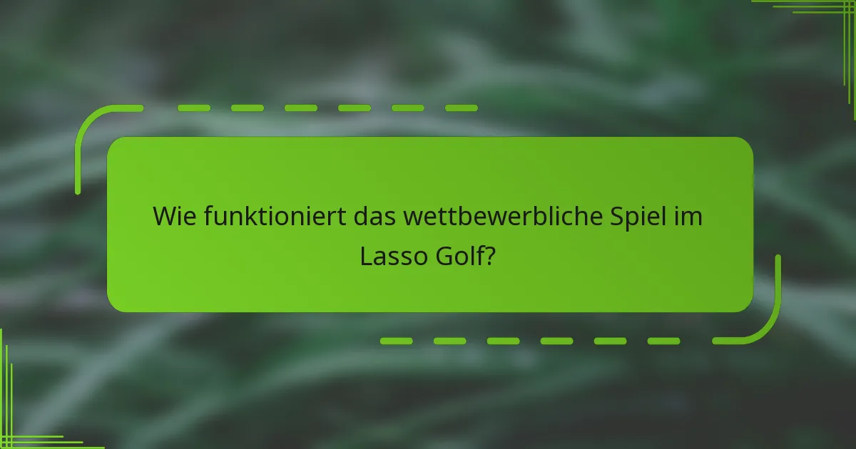 Wie funktioniert das wettbewerbliche Spiel im Lasso Golf?